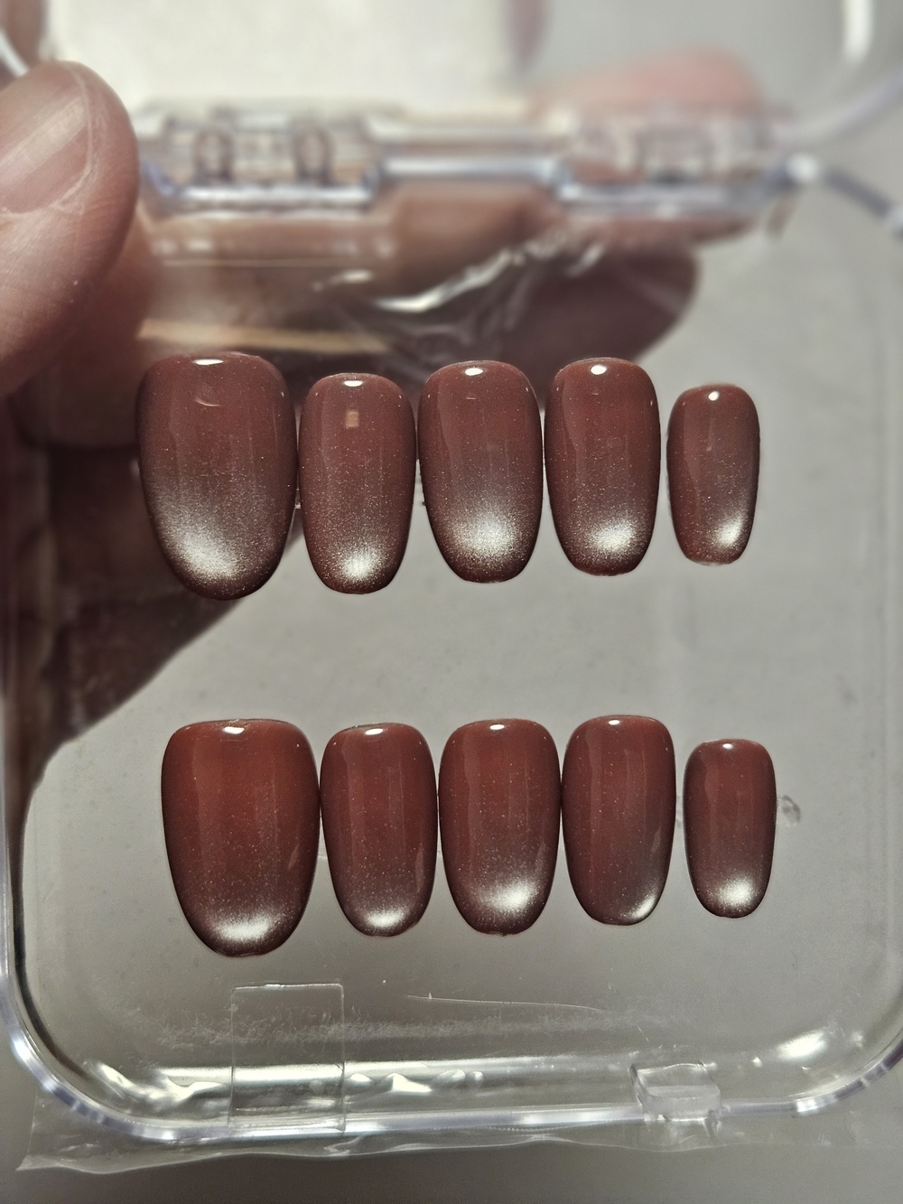 Classic Berry Brown Press-On Nails - Neutral Brown Shine Size Small